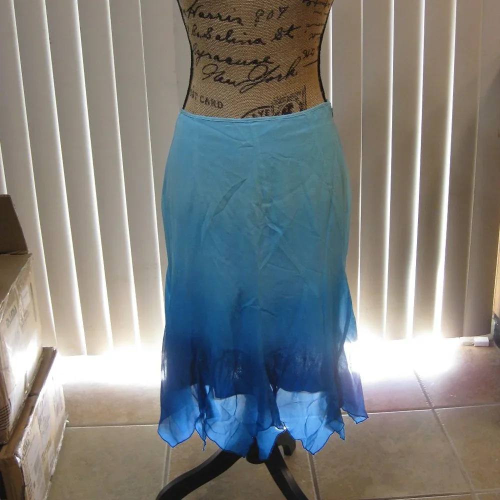 NWT Bebe blue handkerchief hem silk skirt XS extra small - Picture 1 of 9